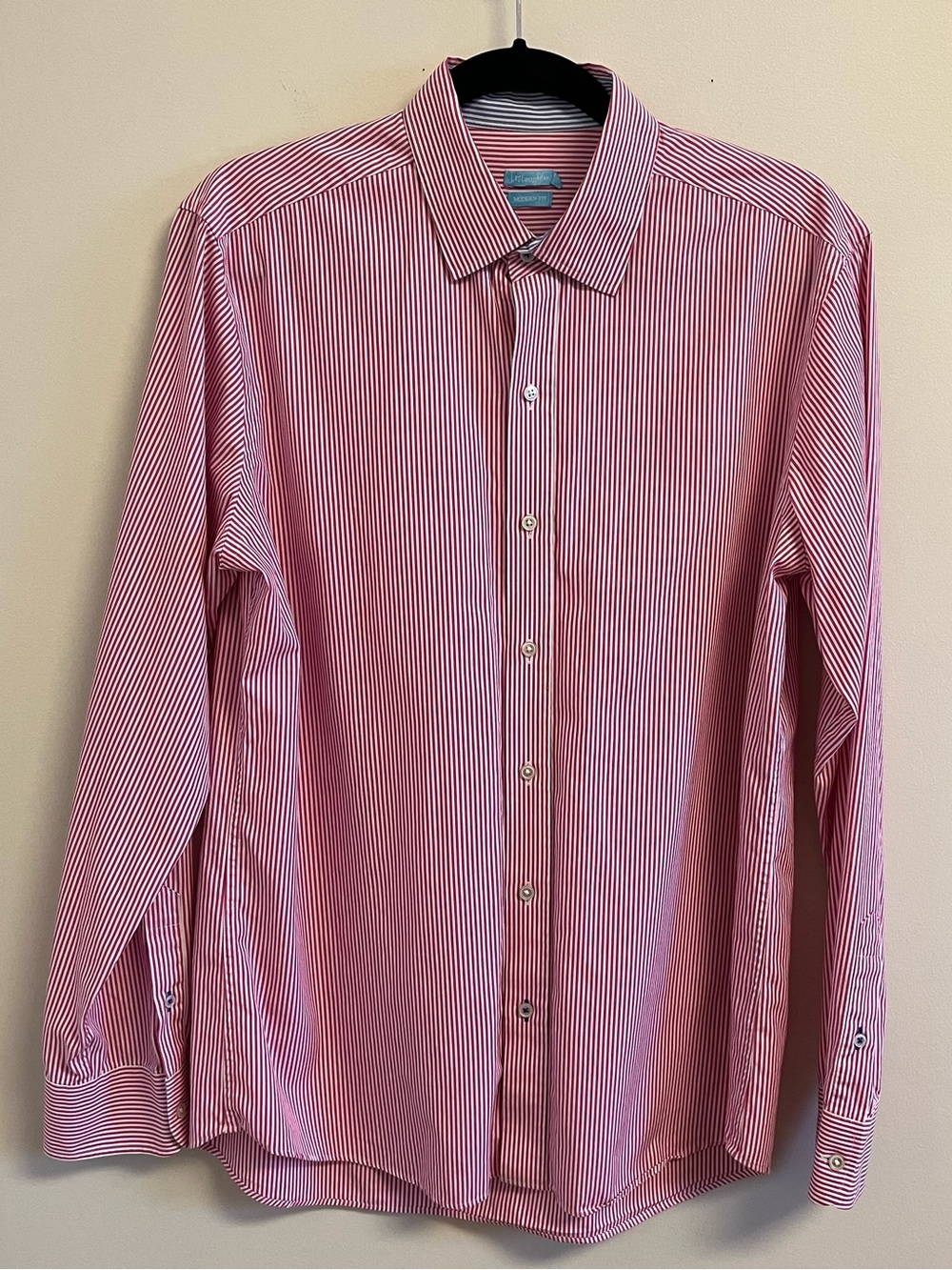 J. McLaughlin Mens Shirt Lightweight Cotton LS Modern Fit Striped Large Preppy